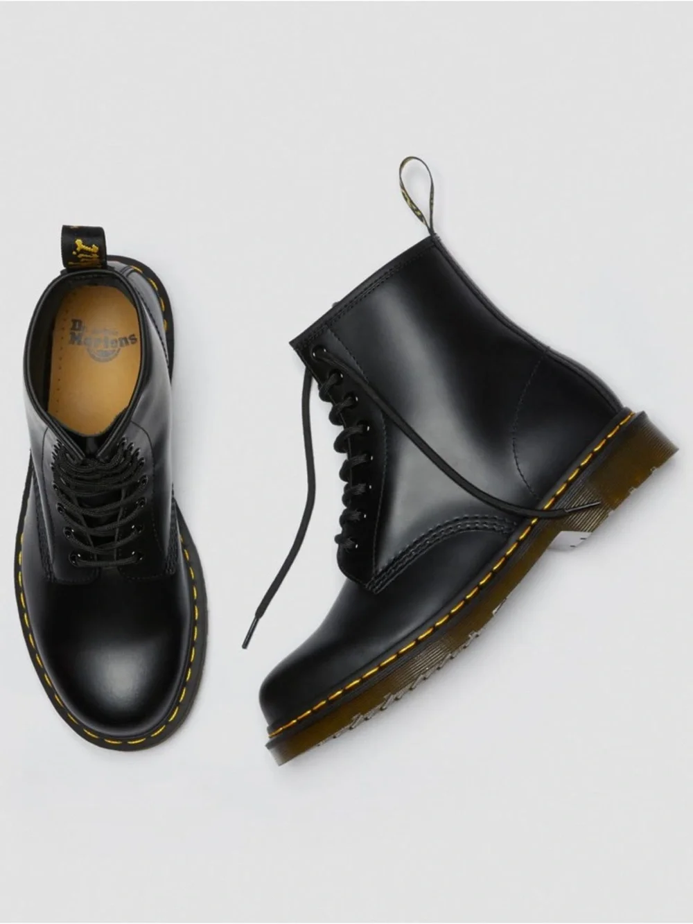 Dr. Martens 1460 Lace Up Boots Black Smooth Leather Size 6 - Picture 3 of 13